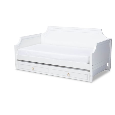 Baxton Studio Mariana White Finished Wood Twin Size Daybed with Trundle 158-9640-9654